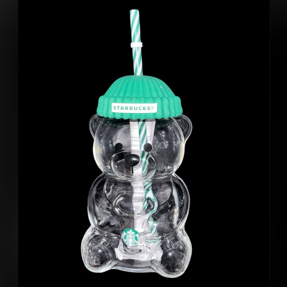 Starbucks Bearista Bear Cup with Green Hat and Straw